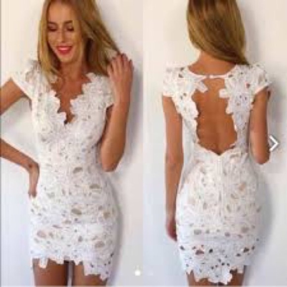 White Lace Dress with Sleeves